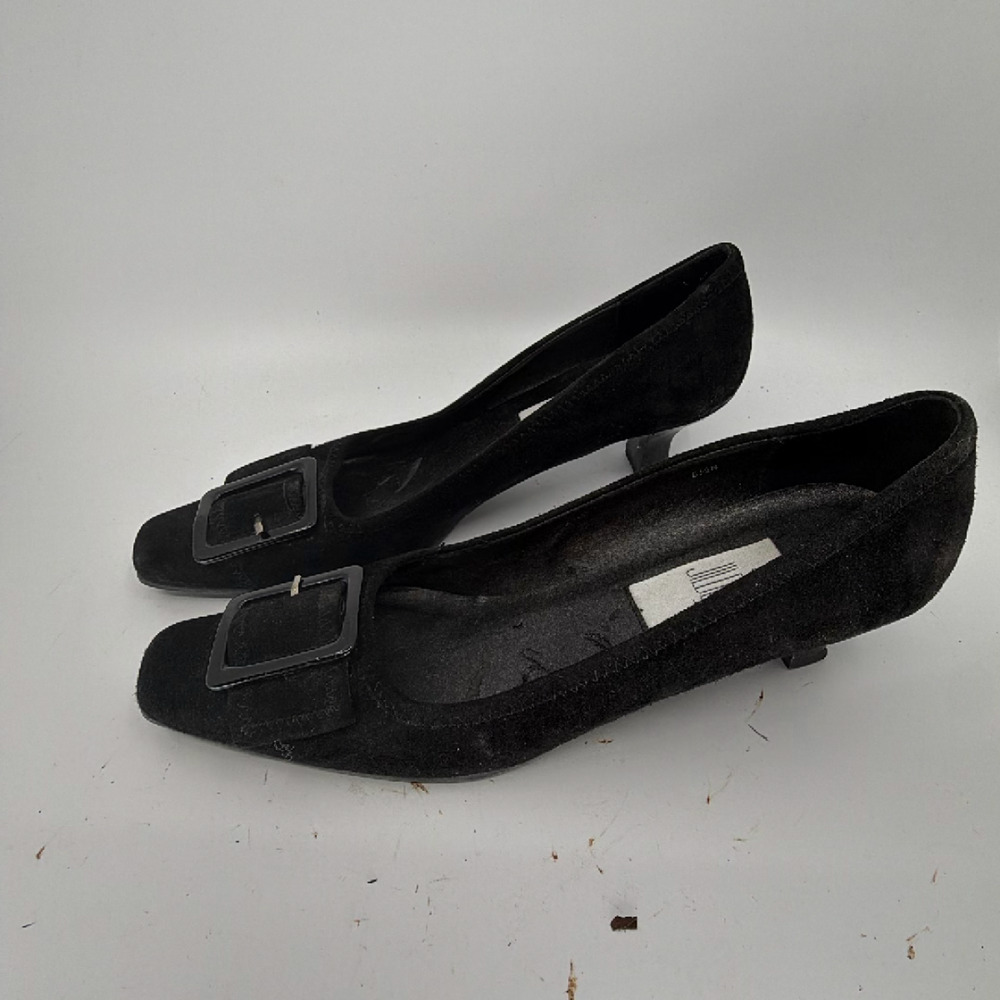 Jildor Vintage Buckle Black Suede 8.5N Pump - Picture 3 of 8